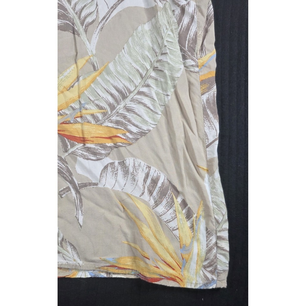 Puritan Mens Large Hawaiian Shirt Bird of Paradise Floral Tropical Rayon Tan L - Picture 5 of 11